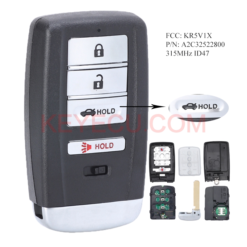Smart Remote Key 3 1B FSK 315MHz PCF7953X HITAG 3 47 Chip For Acura MDX