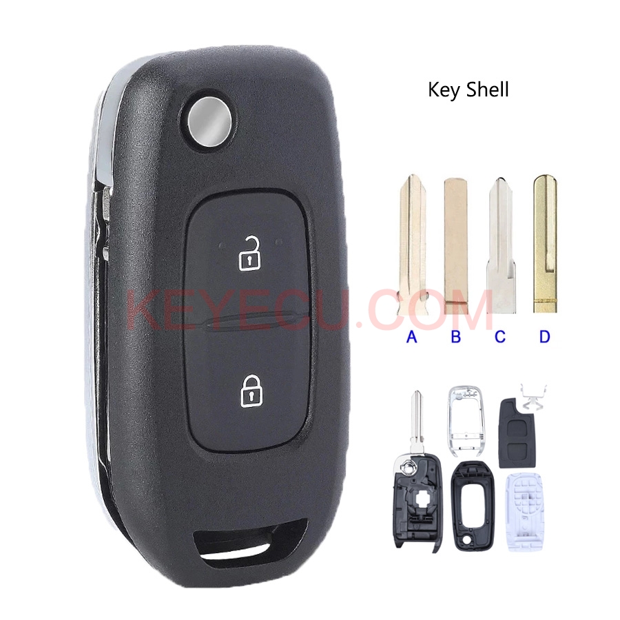 Flip Remote Key Shell 2 Button Fob for Renault Dacia Logan 2 Logan II ...