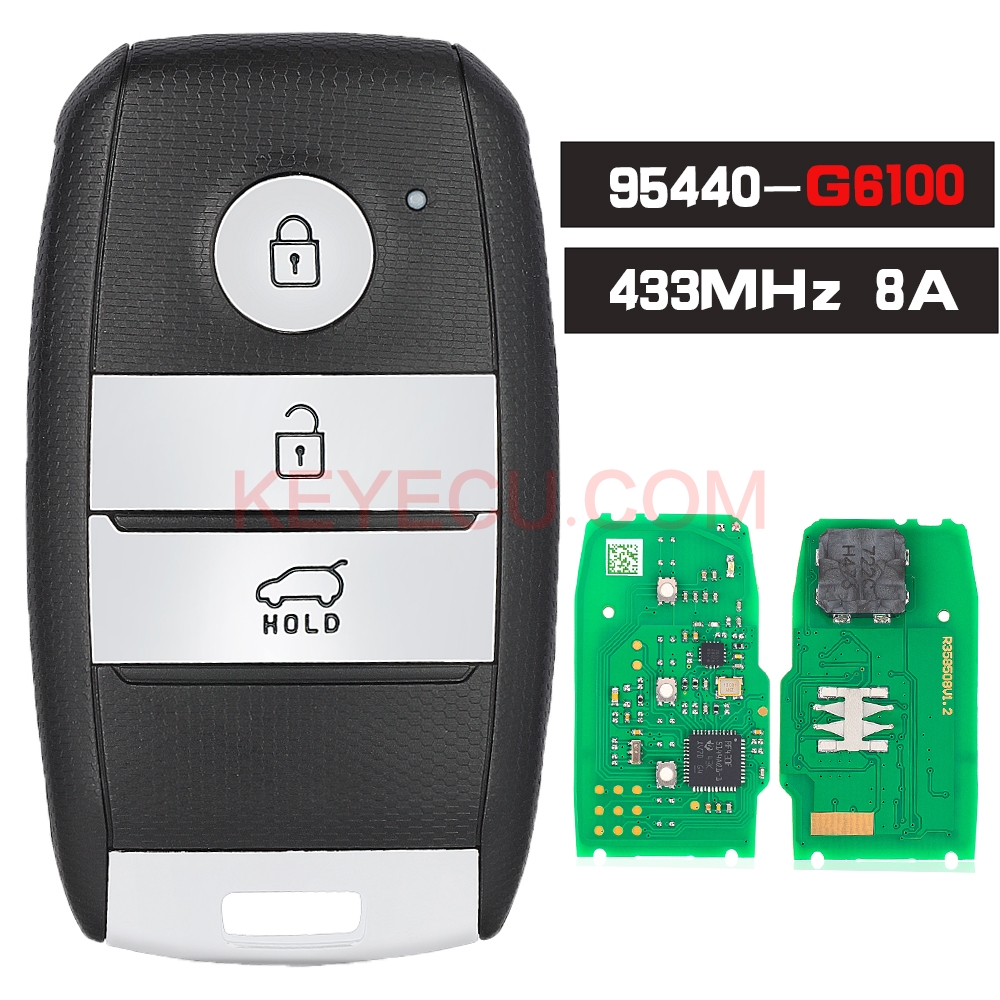 P/N:95440-G6100SmartRemoteKey433MHz8AChipFobKeylessGo3ButtonforKIAPicanto2021-2022